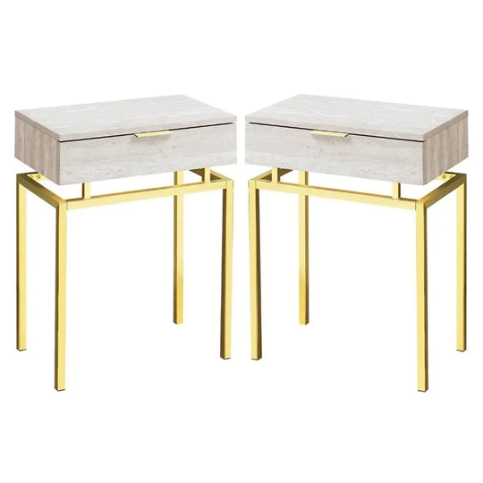 18" Accent End Table in Beige and Gold - Set of 2 - 54 x 84