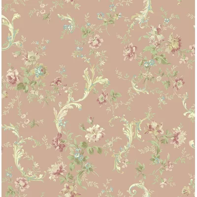 Gebhardt Florals with Scroll 32.81' L x 20.5" W Wallpaper Roll