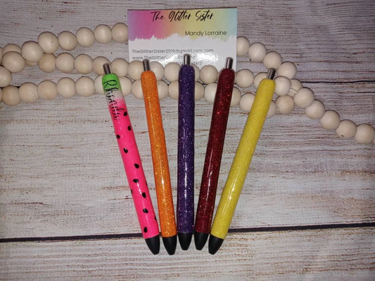 Glitter Refillable Gel Pen, Ink Pens, Black Leopard Cheetah Personalized Neon Name Pencil Teacher
