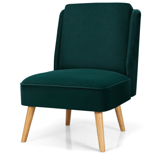 Gymax Velvet Accent Chair Single Sofa Chair Leisure Chair with Wood - 19'' x 23.5'' x 16''