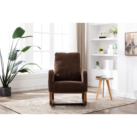 Mid-Century Modern Comfortable Rocking Chair Living Room Chair with Solid Wood Frame