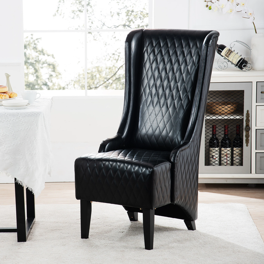High Back Chair Velvet Leather Padded Seat Tufted Cushions Side Chair with Birch Foot