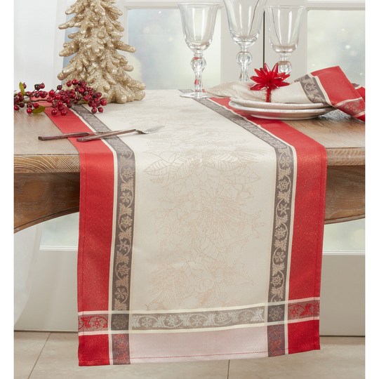 Christmas Table Runner With Jacquard Plaid Design