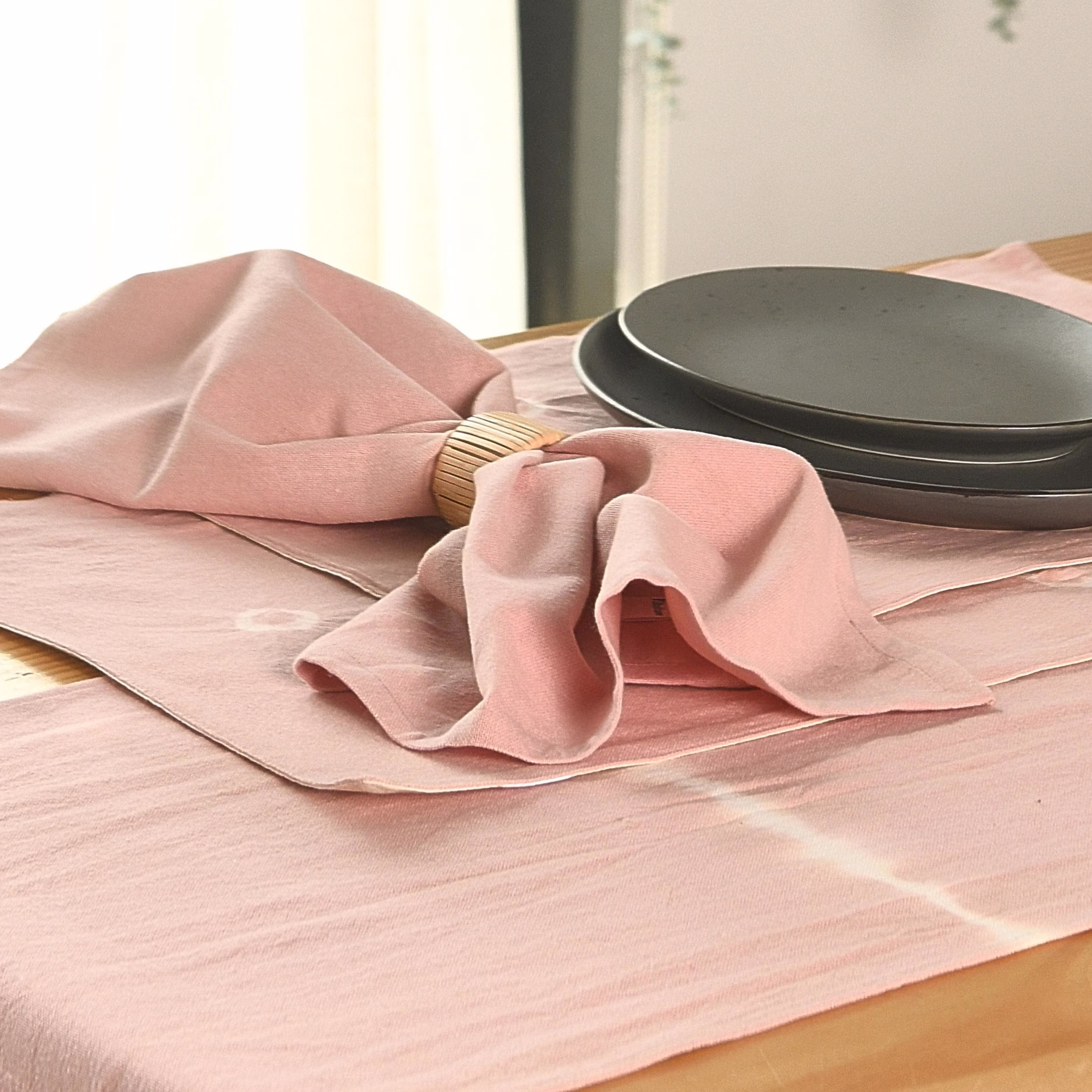 Folkulture Decorative Table Runners For Farmhouse Style Decor, 100% Cotton, Tables Dining Room With Tassels, Blush Pink