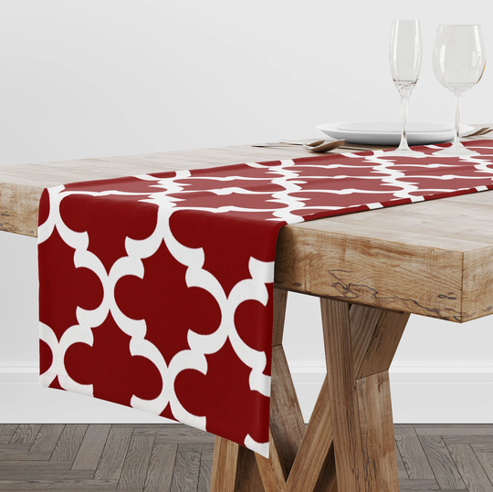 Red Christmas Table Runner For Decor, Decoration Kitchen & Dining Room, Or Hostess Gift