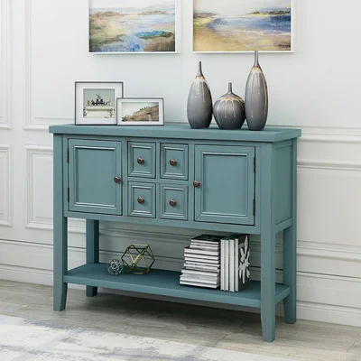 Cambridge Series Buffet Sideboard Console Table With Bottom Shelf (Dark Blue)
