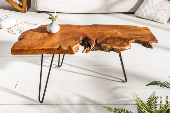 Natural Coffee Table, Wooden Solid Log Tables, Live Edge Rustic Wıld Coffe Table, Side