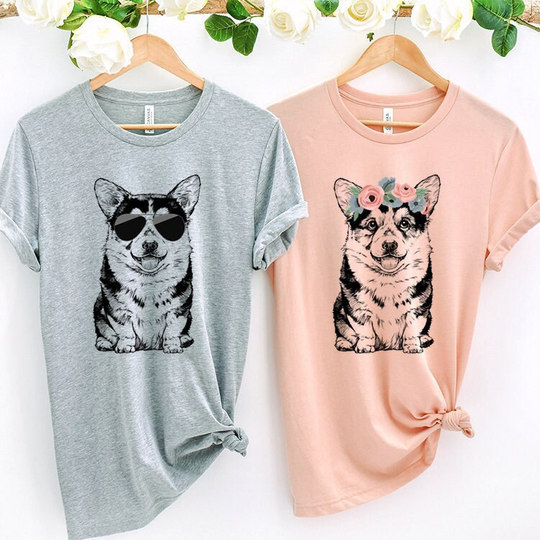 Tri Color Corgi Shirt, Floral Or Sunglasses Dog Tshirt, Tee For Mom, Dad, Gift Lovers, Unisex Adult Boy Girl Kids Baby Shirt