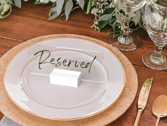 Acrylic Reserved Table Sign | Clear Colored Font Vip Wedding Reception Minimalist Simple