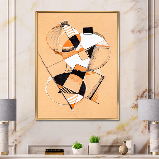 Designart 'Colored Geometric Abstract Compositions V' Modern Framed Canvas Wall Art Print