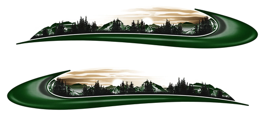 2 Rv Trailer Camper Mountain Scene Graphics Decals Stripes -726-4