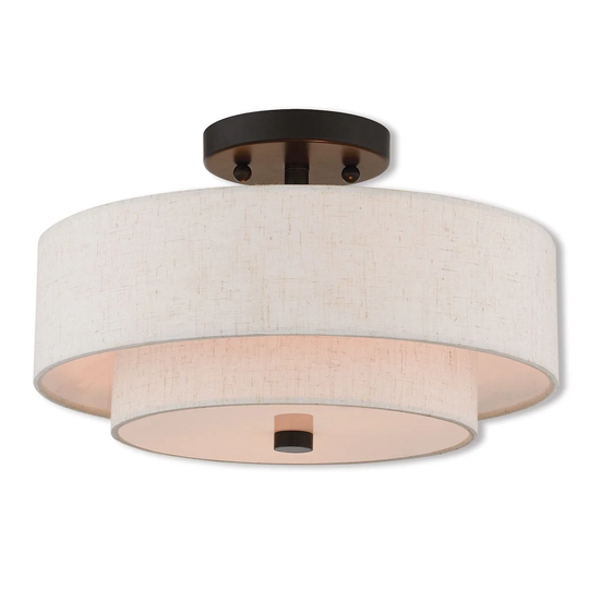 Livex Lighting Claremont Bronze Steel 2-light Flush Mount Fixture