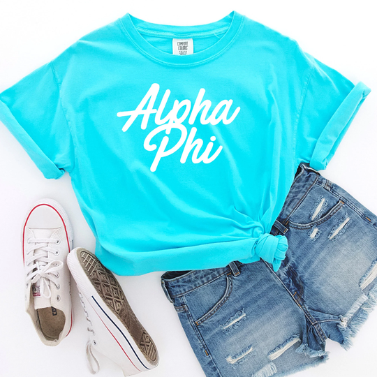 Alpha Phi | Comfort Colors Short Sleeve Tee T-Shirt Bid Day Basket, Big Little Gift, Alpha Phi Little, Day, Tee