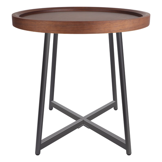 Modern Round Wood End Table Side Table Accent Coffee Table Metal Legs - 19.7X21"(Dia x H)