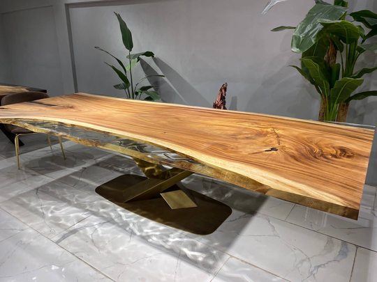 Epoxy Resin Table, Dining Meeting Special Live Edge River Coffee Natural Custom Order Handmade Luxury Furniture Wood