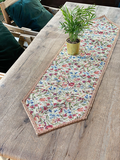 Vibrant Colors Taperstry Table Runner For Fall Decor, in Autumn Colors, Floral Decor