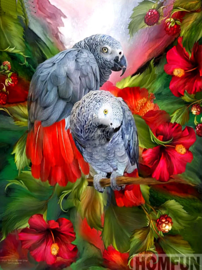 African Grey Parrots, They Never Shut Up Diy 5D Diamond Painting Kit Full Square & Round Drill