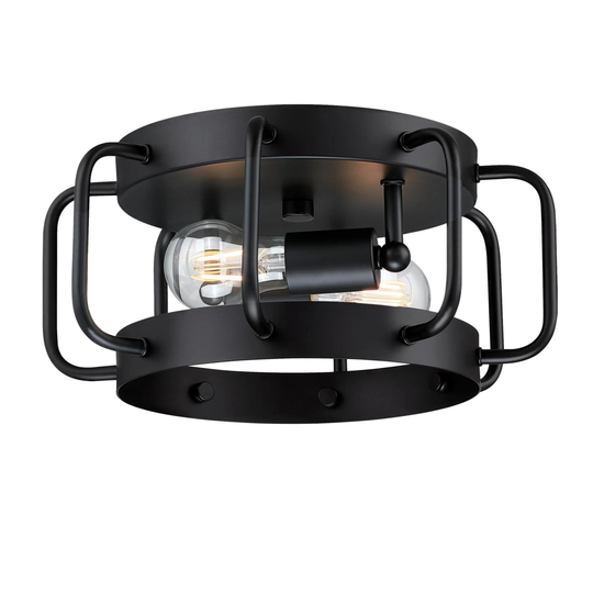 Westinghouse Lighting Deptford 13 Inch, Two Light Flush Mount Ceiling Fixture, Matte Black Finish - 13-Inch