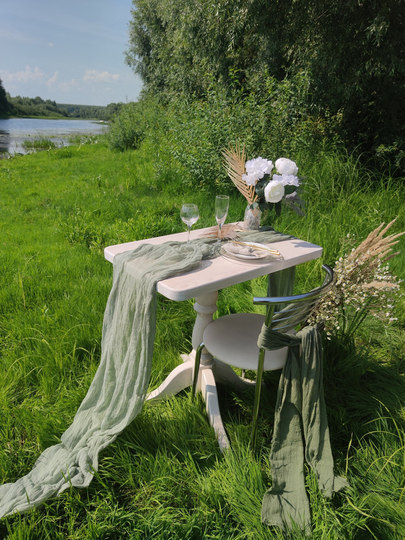 Olive Table Runner, Gauze Runner Wedding, Rustic Wedding Decor Ru-001
