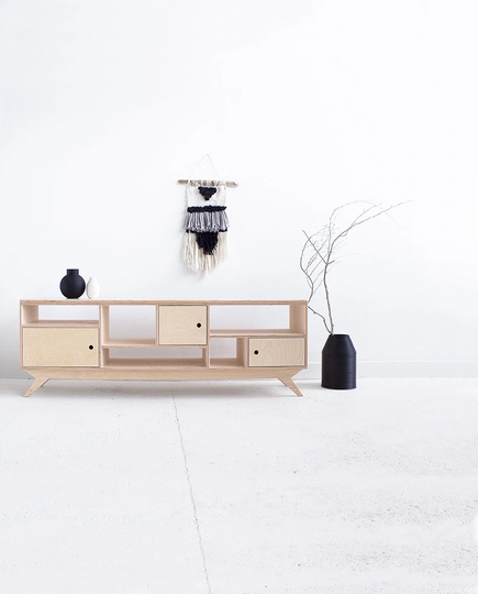 Drupal.2 Tv Unit // Cabinet Sideboard With Drawers, Shelves & Natural Or Color Doors Handmade Custom Scandi Design