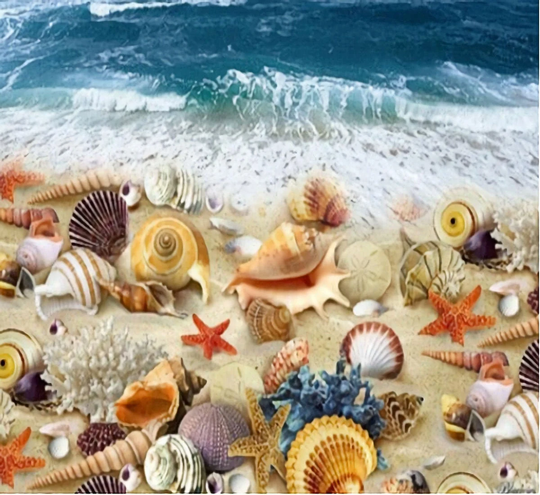 Sea Shells By The Dozen Diy 5D Diamond Painting Kit Full Square & Round Drill