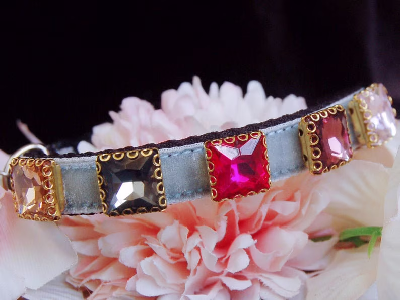 Luxury Cat Collar. Rhinestone Small Dog Collar, Puppy Collar, Pet Party Collar.teacup Collar, Gift For Cat, Kitty Collar.wedding Collar