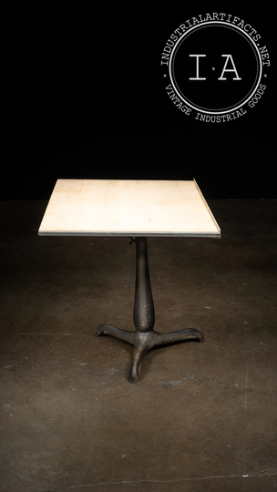 Antique Pedestal Drafting Table With Wooden Top