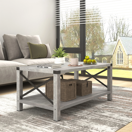 Coffee Table Rectangle 2-Tier for Living Room Modern Coffee Table