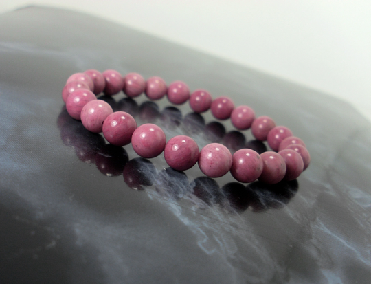 Madagascar Rhodonite Bracelet 8mm, Natural Gemstone Bracelet, Unisex Women Men Stretch Beaded +Gift Bag