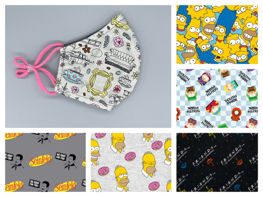 Tv Pop Culture - Friends, Simpsons Face Mask Adult, Child, Kid, School, Adjustable, Nose Wire, Cotton, Washable, Handmade, Reusable