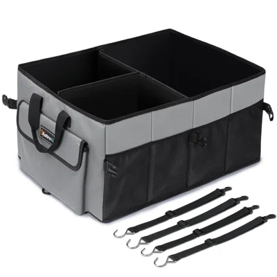 Astroai Car Trunk Organizer For SUV Car Storage Organizer Truck Bed Organizer Collapsible Organizer Multi Compartments With 4 Adjustable Securing Stra