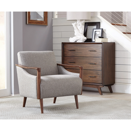 Carson Carrington Maderna Grey and Brown Wooden Arm Accent Chair