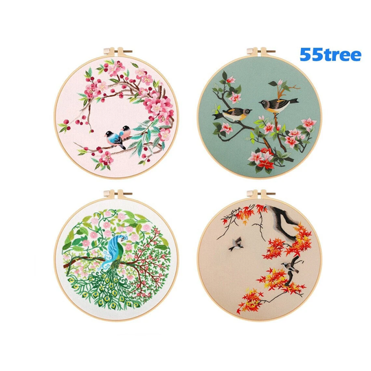 Creative Flora & Fauna Embroidery Kit, Ancient Style Kit, Handmade Gift Embroidery, Diy Hoop Wall Art Kit, Gift For Her