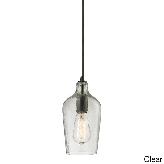 Hammered Glass 1-Light Mini Pendant in Oiled Bronze by ELK Lighting