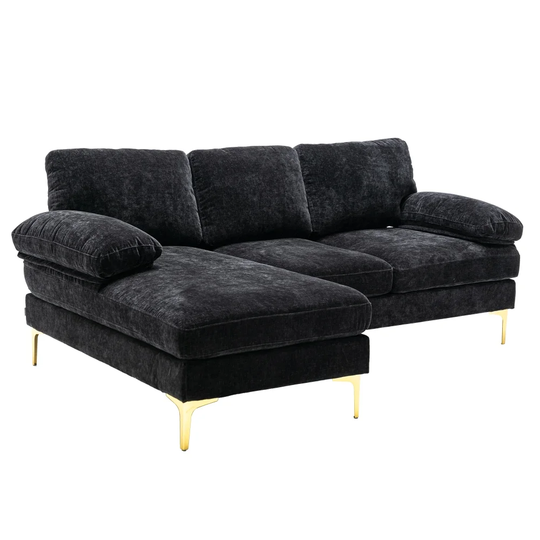 Modern Upholstery L-Shaped Sofa with Metal Legs