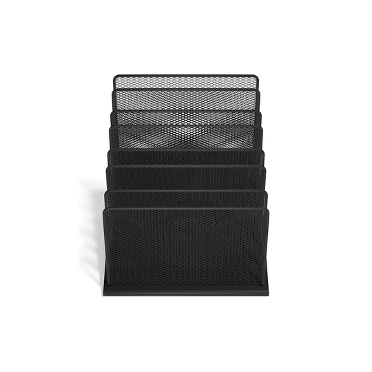 TRU RED 7-Compartment Matte Black Wire Mesh File Organizer - 11.02" x 11.41" x 11.41"