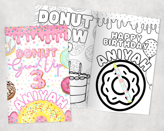 Donut Grow Up Personalized Coloring Books - Custom Party Favors Thank You Gift Birthday Printed & Shipped- 12