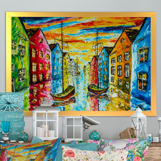 Designart 'Colorful Venice Artwork' French Country Framed Art Print