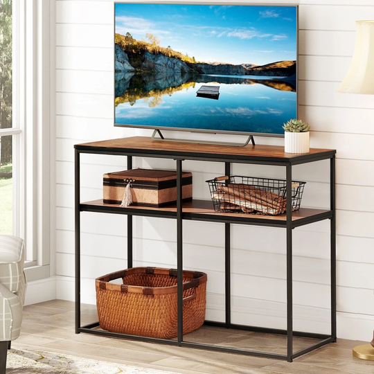 Modern Industrial Sofa Table/TV Stand by VECELO - 41.3''Lx14''Wx29.9''H