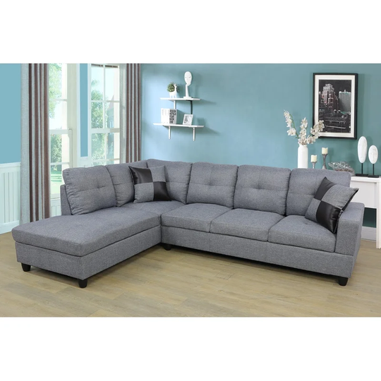 2 Piece Linen Sectional Sofa Set - Sofa & Chaise