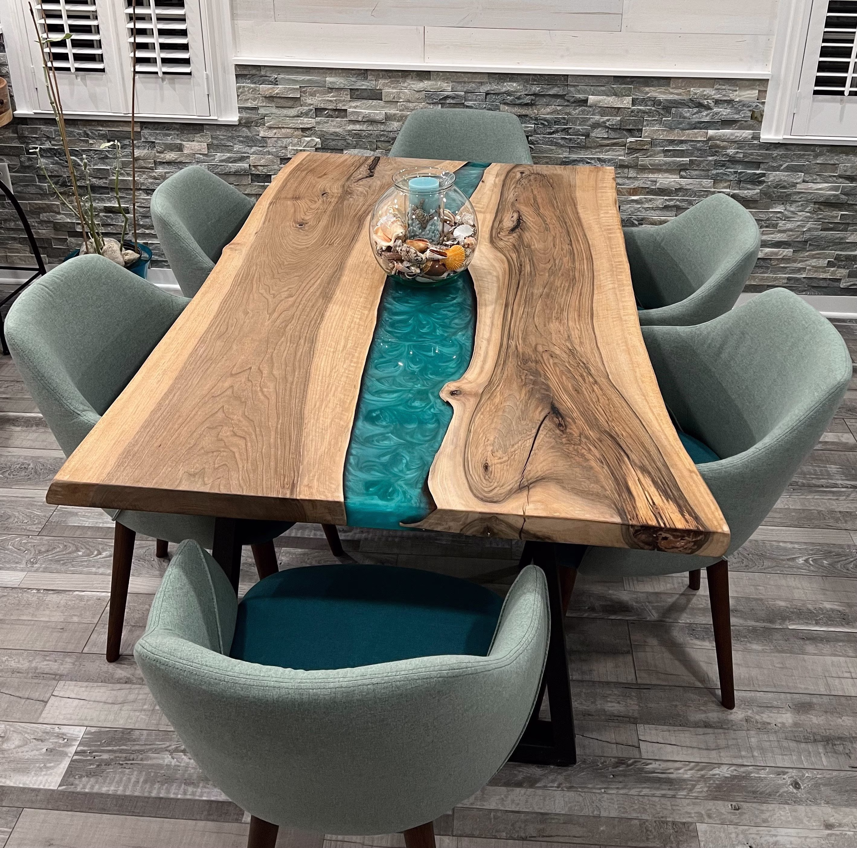 Custom Epoxy Table, Live Edge Dining Wood Room Resin Kitchen River Coffee Table