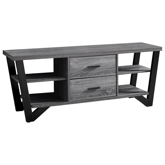 60" GrayBlack Contemporary Rectangular TV Stand with Storage Drawers