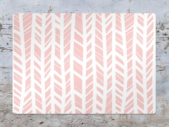 Herringbone Chair Mat, White Splat Pink Vinyl Floor Minimalistic Protective Pad, Decorative Kids Room Decor