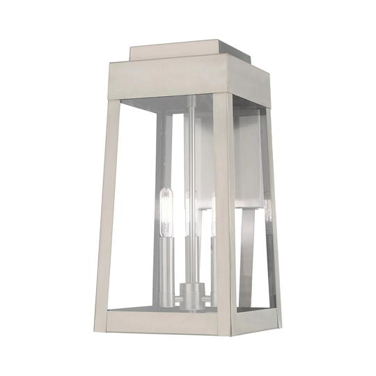 Giuseppe Lighting Three Light Outdoor Wall Lantern Oslo Brushed Nic - Exact Size