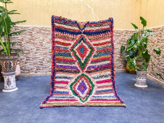 Colorful Moroccan Rug 4x6, Vintage Morrocan Rug, Berber Kilim Azilal Boho Rugs 110x175 cm