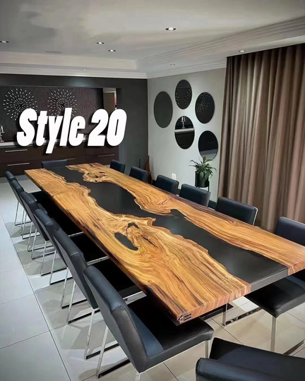 Handmade Epoxy Table, Conference Table, Black Dining Table Special Wood Resin Table, 100%