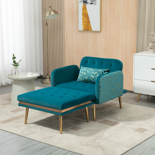 Fabric Upholstered Accent Chair with Ottoman - 34"Wx58"Dx29"H