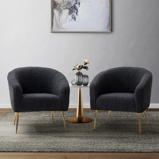 Rovigo Modern Living Room Chair Barrel Chair with Metal Legs Set of 2
