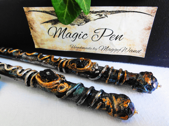 Magic Pen, Black Tourmaline, Protect Gemstone, Writer Magical Pencil