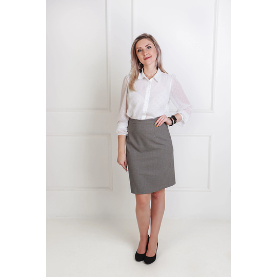 Formal Skirt Houndstooth Midi Length Business Pencil Women's Classic Vintage Style Clothing